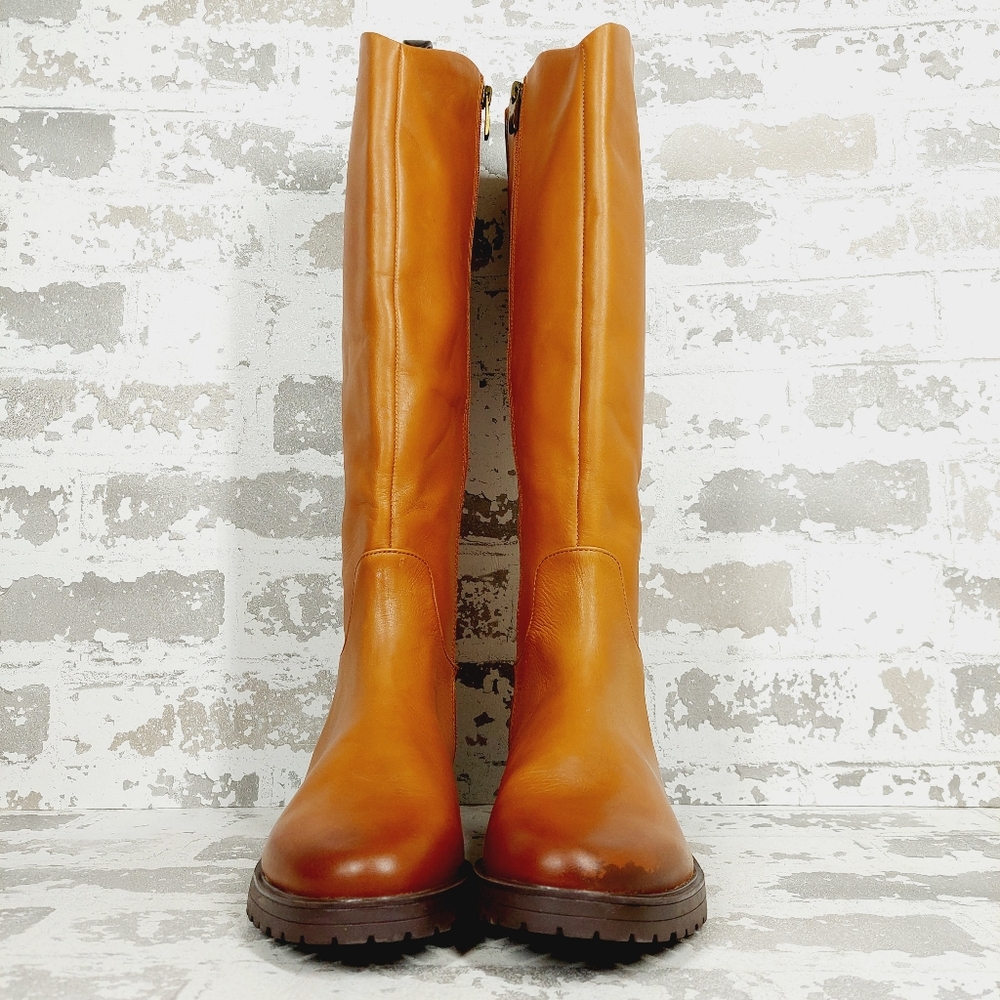 NEW Nordstrom Oliver Brown Leather Slip On Block Heel Riding Boots O606 - Picture 3 of 12